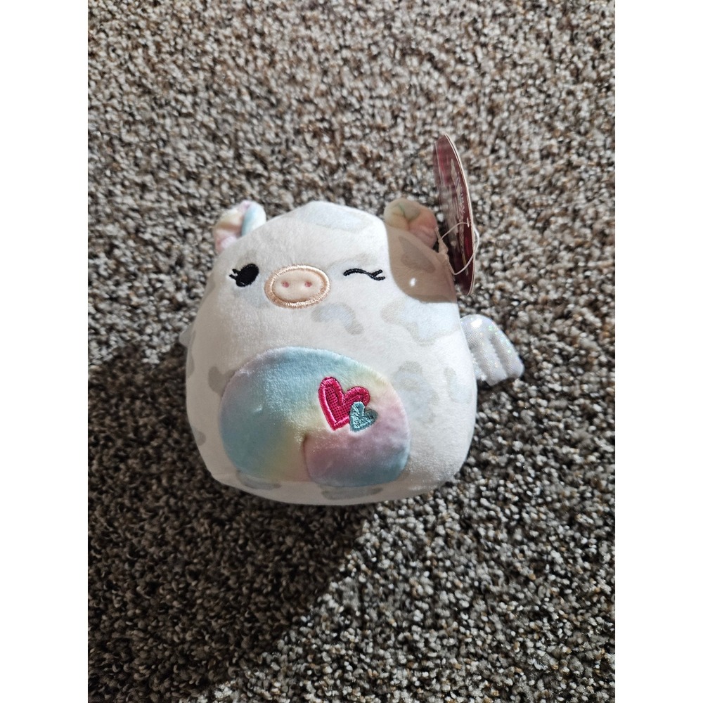 Squishmallows Charaka Flying Pig 5 Inch Valentine Leopard Spot Plush NWT